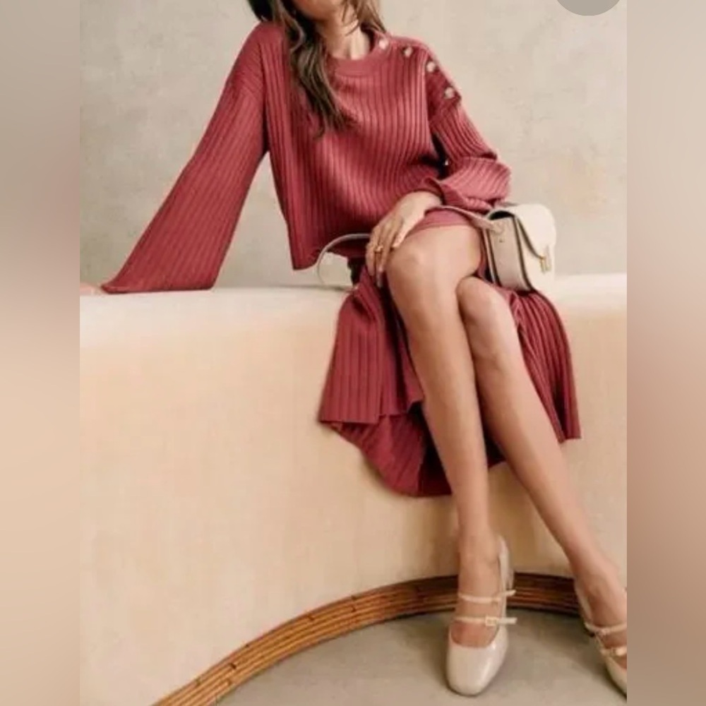 Sézane Maxence jumper, merino wool, Rosewood, XXS, NWT, price is firm